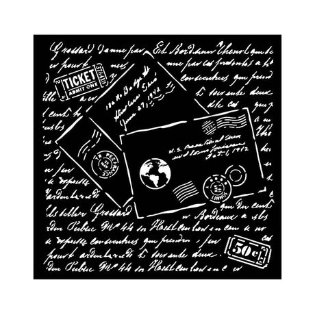 Thick Stencil 18 x 18 cm - Around the World - Letters - 1 - Stamperia - Tidformera