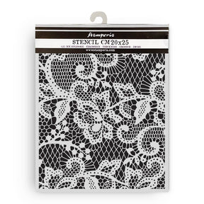 Thick Stencil 20 x 25 cm - Quiet Days - Floral Lace - 1 - Stamperia - Tidformera