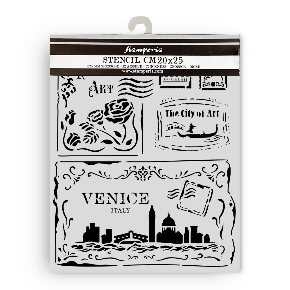 Thick Stencil 20 x 25 cm - Venice City of Art - Cards - 1 - Stamperia - Tidformera