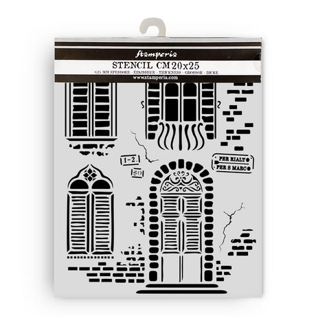 Thick Stencil 20 x 25 cm - Venice City of Art - Windows - 1 - Stamperia - Tidformera