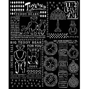 Thick Stencil 20 x 25 cm - Brocante Antiques - Teddy Bear - 1 - Stamperia - Tidformera