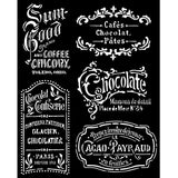 Thick Stencil 20 x 25 cm - Coffee and Chocolate - Plates - 1 - Stamperia - Tidformera