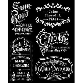 Thick Stencil 20 x 25 cm - Coffee and Chocolate - Plates - 1 - Stamperia - Tidformera
