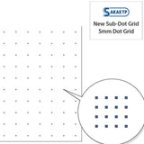 TomoeRiver Notebook softcover - A5 - Dot Grid från Sakae TP. Bild med fyrkantiga prickar. På bild står Sakae TP New Sub-dot Grid 5 mm Dot grid - Tidformera