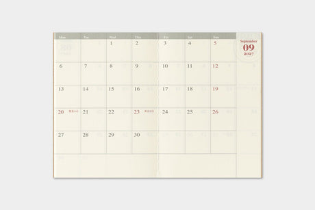 TRC 2027 Monthly Diary Passport size - 7 - Traveler's Company - Tidformera
