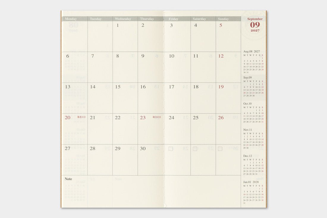 TRC 2027 Monthly Diary Regular size - 7 - Traveler's Company - Tidformera