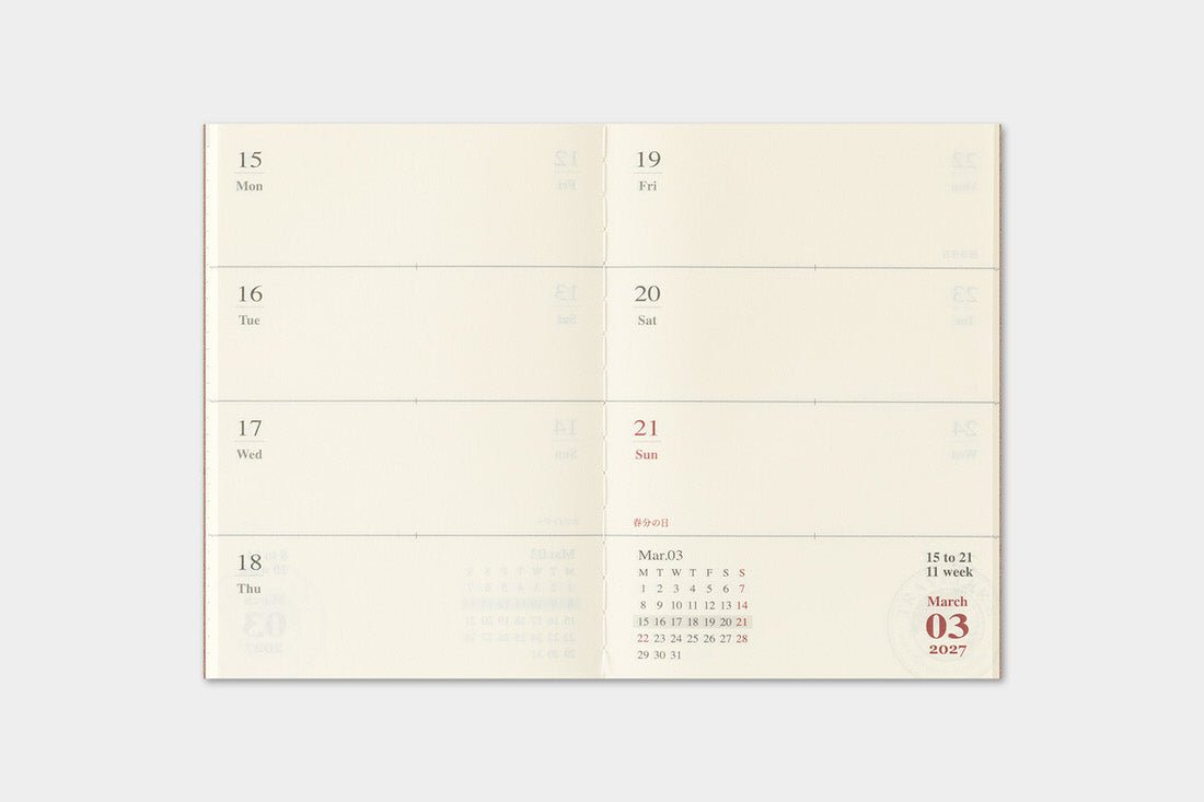 TRC 2027 Weekly Diary Passport size - 6 - Traveler's Company - Tidformera