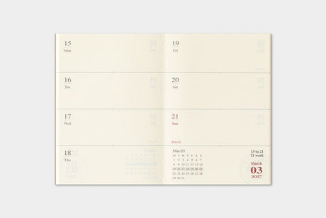 TRC 2027 Weekly Diary Passport size - 6 - Traveler's Company - Tidformera
