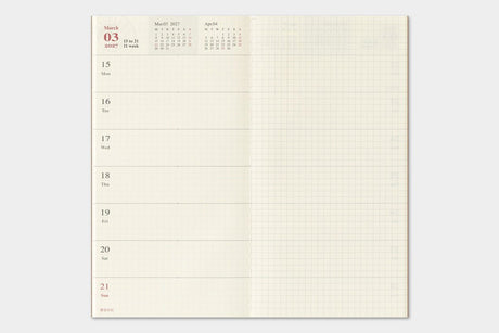 TRC 2027 Weekly + Memo Diary Regular size - 6 - Traveler's Company - Tidformera