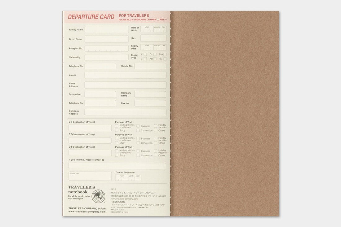 TRC 2027 Weekly + Memo Diary Regular size - 7 - Traveler's Company - Tidformera