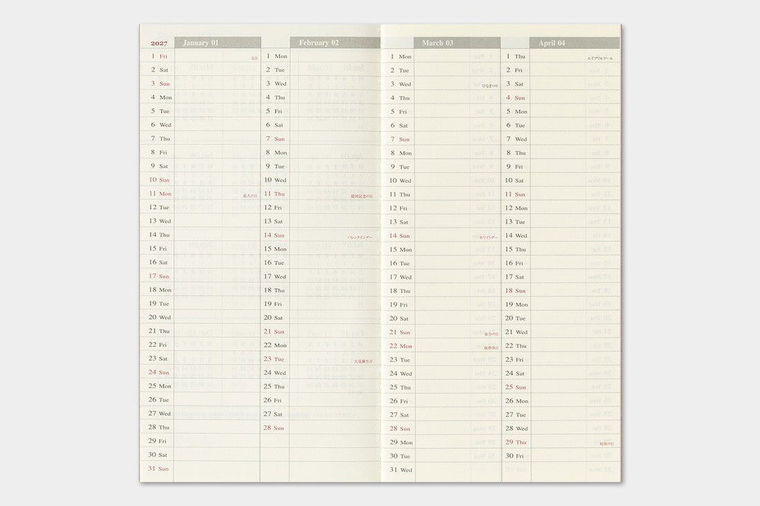 TRC 2027 Weekly + Memo Diary Regular size - 5 - Traveler's Company - Tidformera