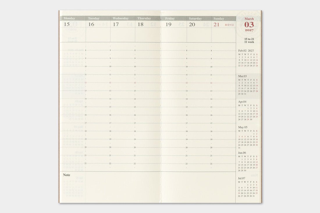 TRC 2027 Weekly Vertical Diary Regular size - 6 - Traveler's Company - Tidformera