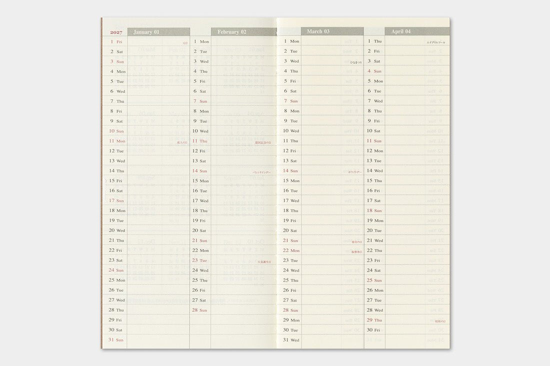 TRC 2027 Weekly Vertical Diary Regular size - 5 - Traveler's Company - Tidformera