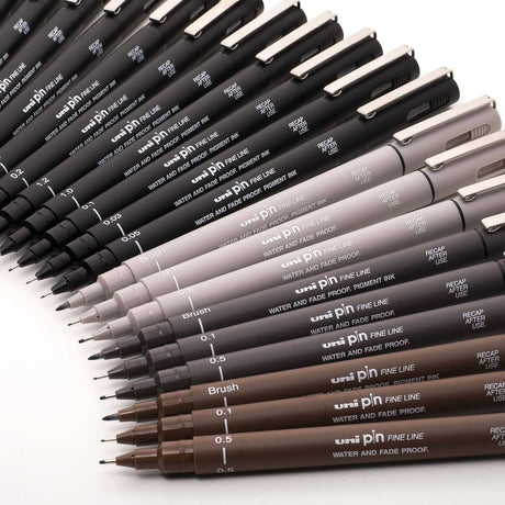 Uni Pin Fineliner Dark Gray 0,5 - 2 - Uni Mitsubishi Pencil - Tidformera