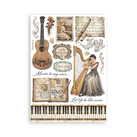 Washi pad - Symphony - 4 - Stamperia - Tidformera