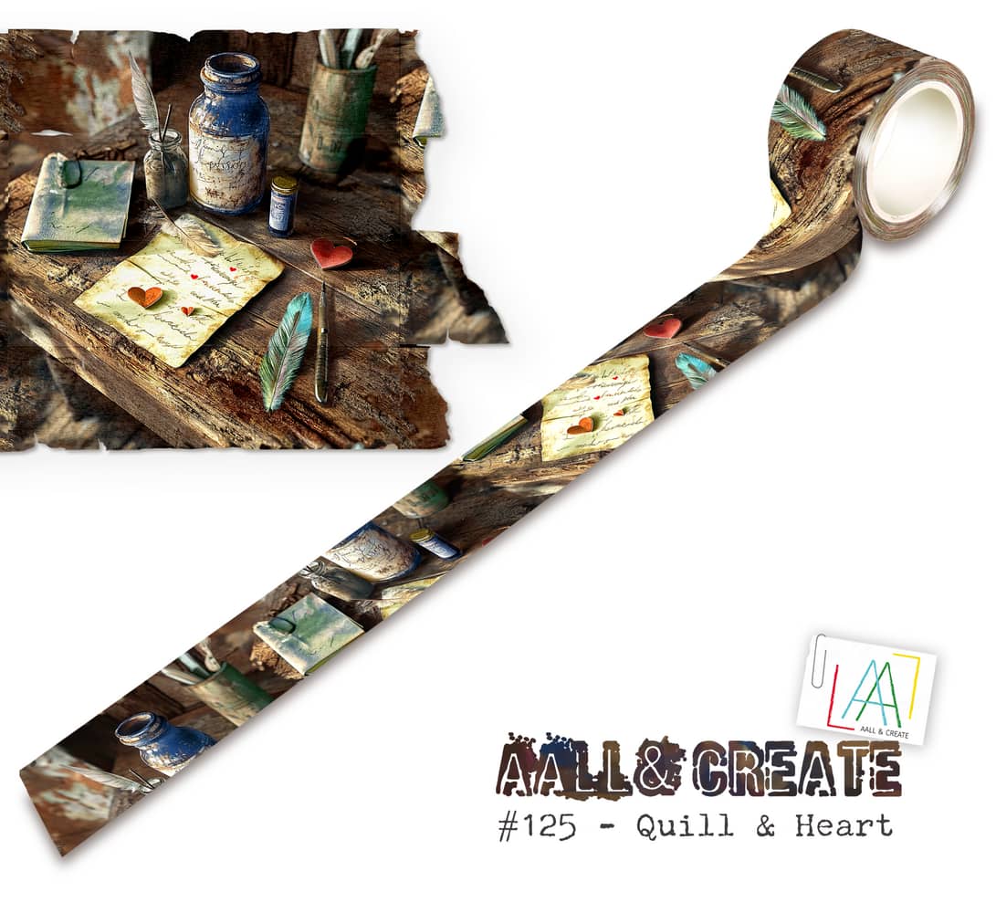 Washi tape 125 Autour de Mwa - Quill & Heart - 1 - Aall & Create - Tidformera