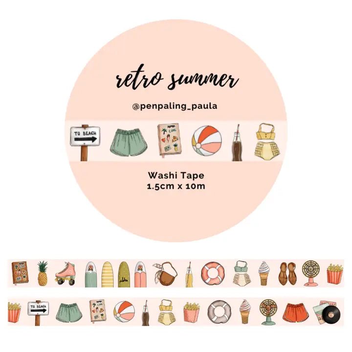 Washi tape 15 mm - Penpaling Paula - Retro Summer - 1 - Penpaling Paula - Tidformera