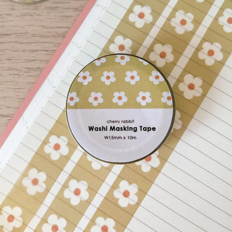 Washi tape 33 Daisy - Green - 1 - Cherry Rabbit - Tidformera