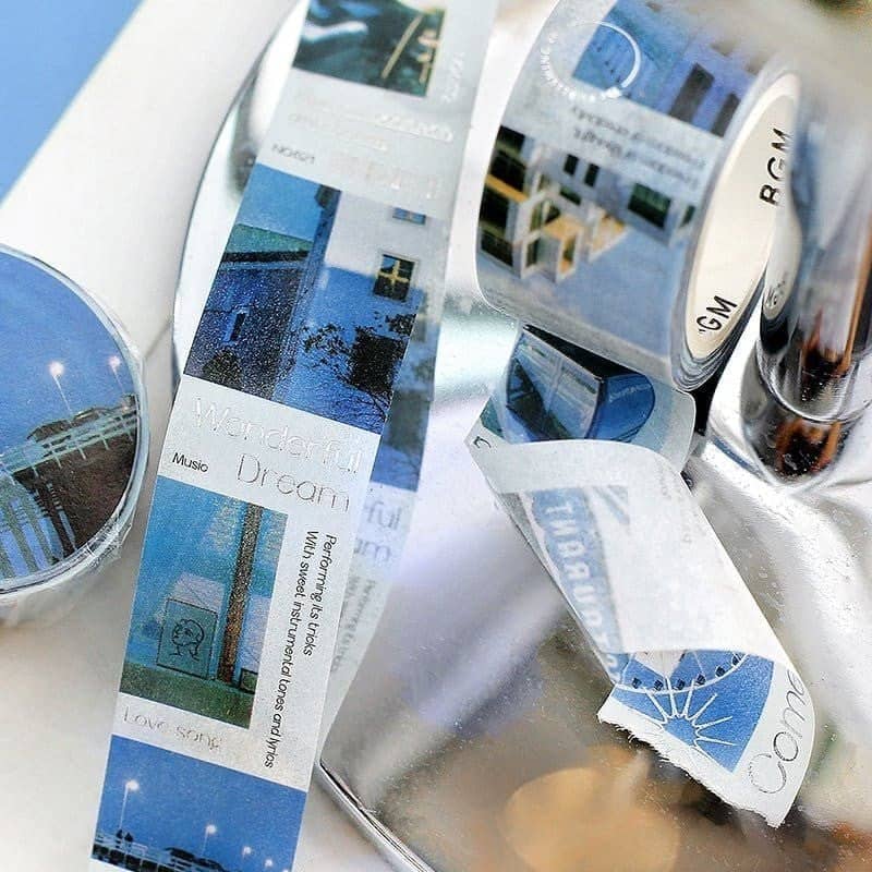Washi tape Color city - Blue - 3 - BGM - Tidformera