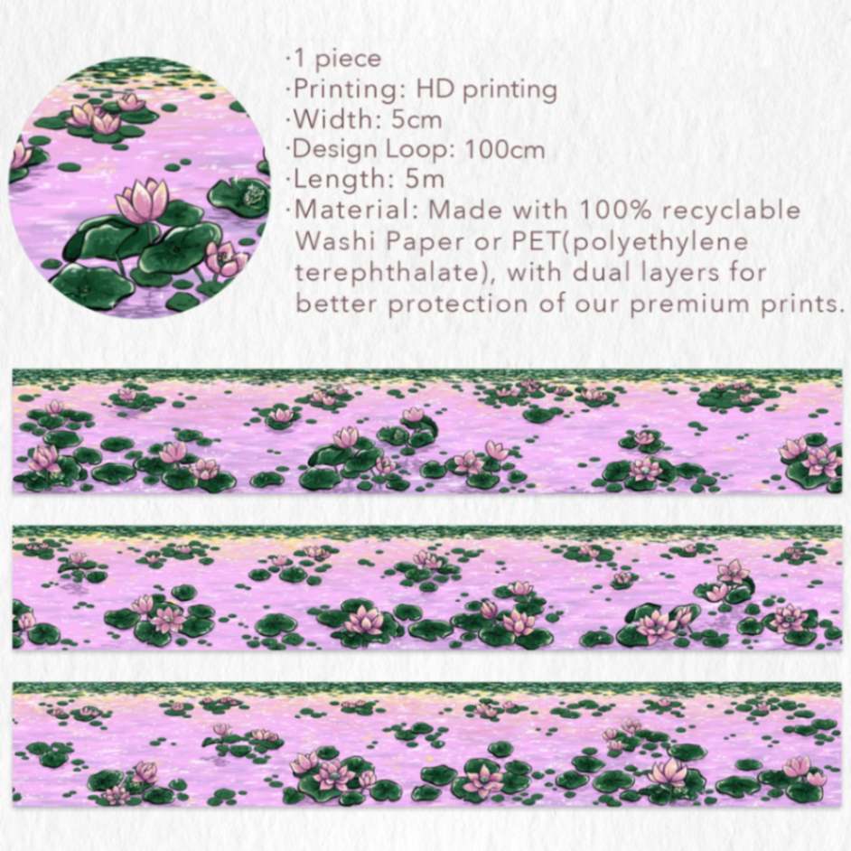 Washi tape Lotus Silhouette - 50 mm - 4 - Washi Tape Shop - Tidformera