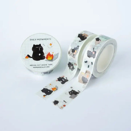 Washi tape Mocha - Daily Meowments - 1 - Moonaries illo - Tidformera