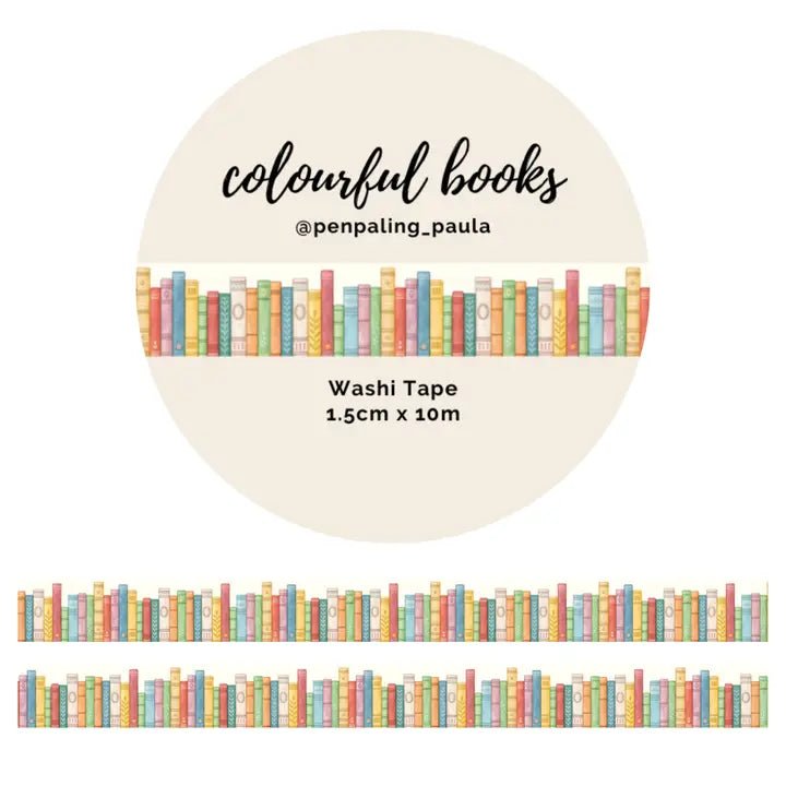 Washi tape - Penpaling Paula - Colourful Books 15 mm - 1 - Penpaling Paula - Tidformera