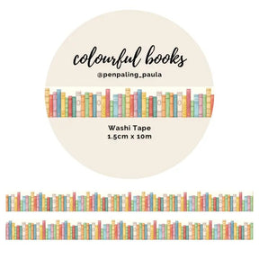 Washi tape - Penpaling Paula - Colourful Books 15 mm - 1 - Penpaling Paula - Tidformera