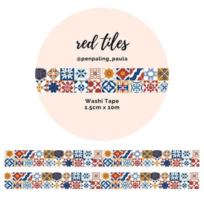 Washi tape - Penpaling Paula - Red Tiles 15 mm - 1 - Penpaling Paula - Tidformera