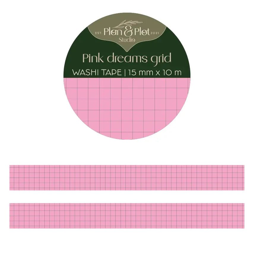 Washi tape Plan & Plot - Pink Dreams Grid 15 mm - 1 - Plan & Plot Studio - Tidformera