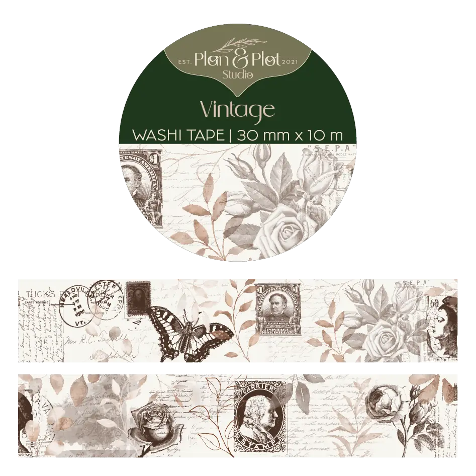Washi tape Plan & Plot - Vintage 30 mm - 1 - Plan & Plot Studio - Tidformera