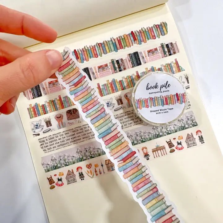 Washi tape - Shaped - Book Pile 20 mm - 2 - Penpaling Paula - Tidformera