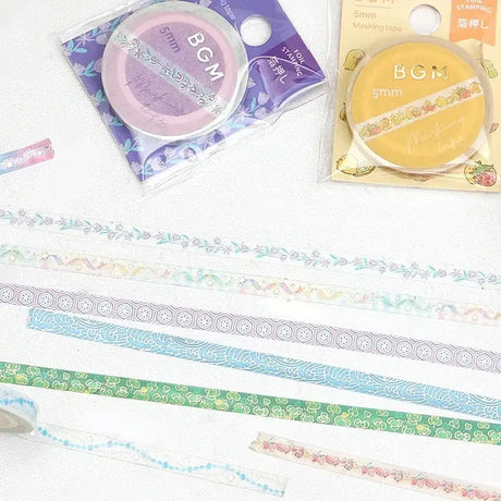 Washi Tape Silver Purple Flower - 5 mm - 4 - BGM - Tidformera
