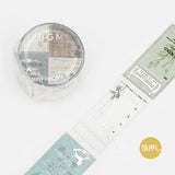 Dekorationstejp i milda blå-gröna färger. Washi Tape Special poem - Botanical från BGM - Tidformera
