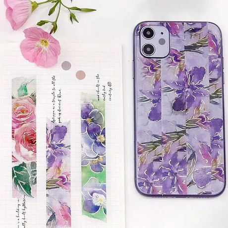 Washi Tape Watercolor Flower - Violet - 5 - BGM - Tidformera