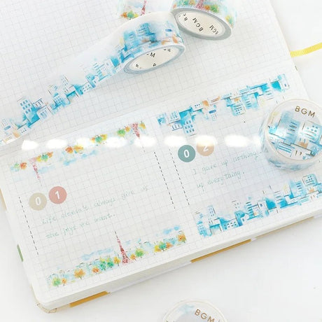 Washi Tape Watercolor Town - Metropolitan - 5 - BGM - Tidformera