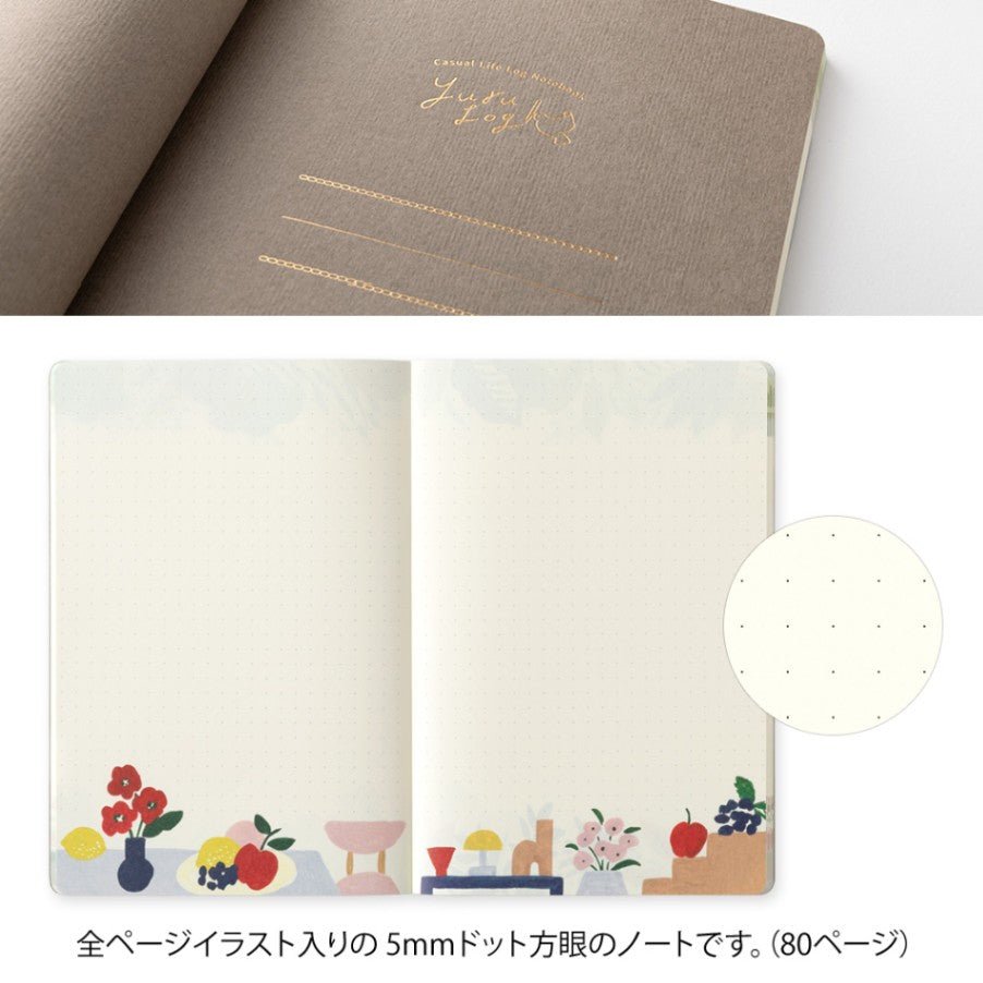Yuru Log Notebook B6 Dotted - Textile - 4 - Midori - Tidformera