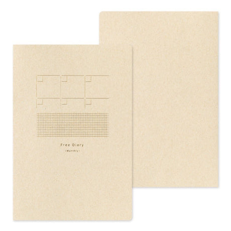 Yuru Log Notebook B6 - Free Diary Monthly 12 månader - 6 - Midori - Tidformera