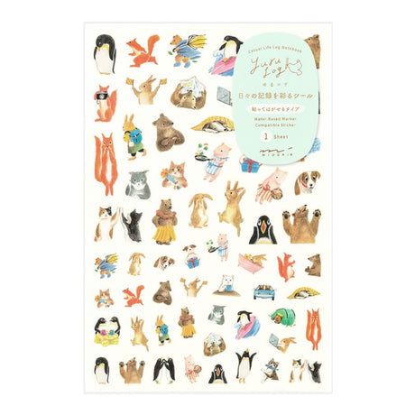 Yuru Log Sticker 1 ark - Animals - 1 - Midori - Tidformera