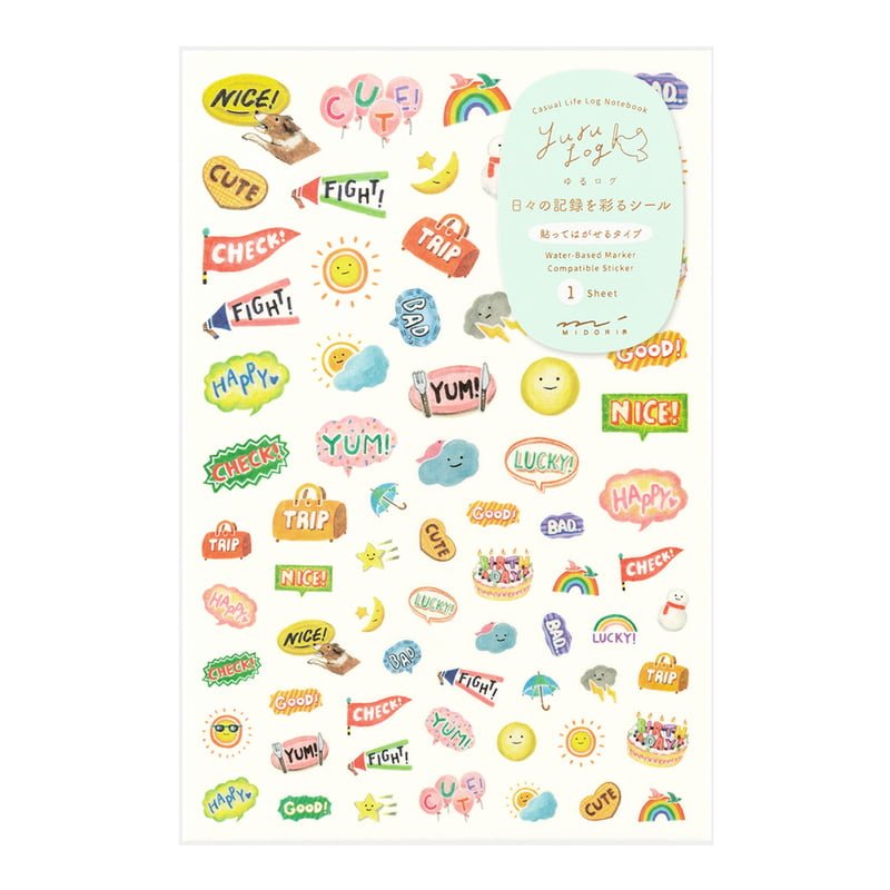 Yuru Log Sticker 1 ark - Feelings - 1 - Midori - Tidformera