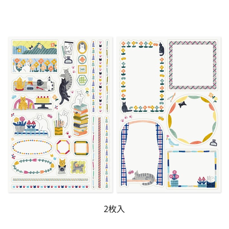 Yuru Log Sticker 2 ark - Cat - 3 - Midori - Tidformera