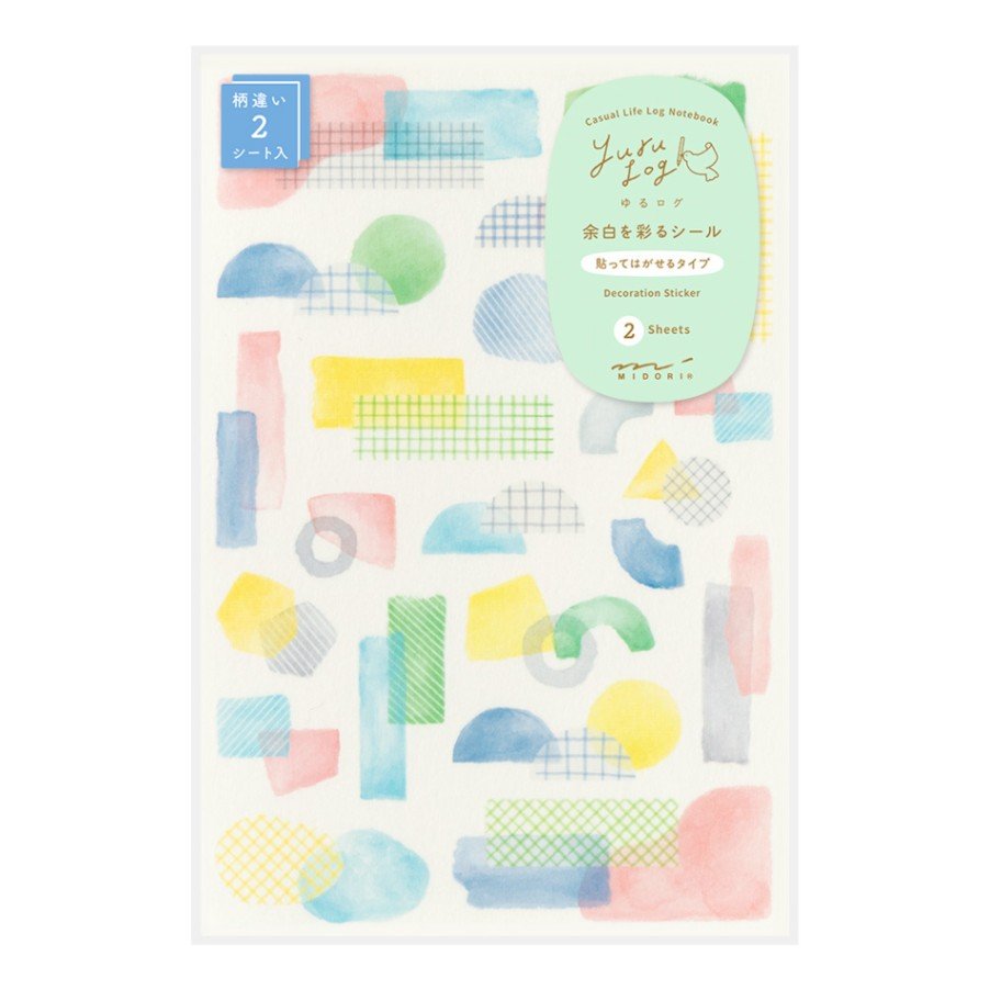 Yuru Log Sticker 2 ark - Collage Watercolour - 1 - Midori - Tidformera
