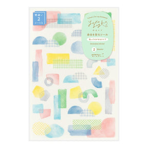 Yuru Log Sticker 2 ark - Collage Watercolour - 1 - Midori - Tidformera