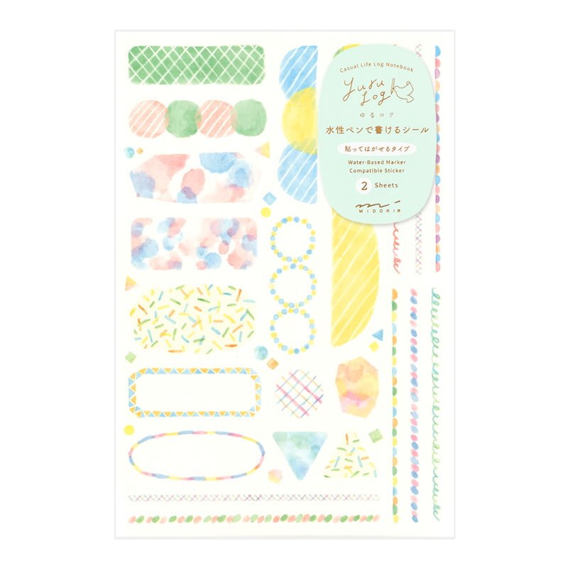 Yuru Log Sticker 2 ark - Watercolour - 1 - Midori - Tidformera