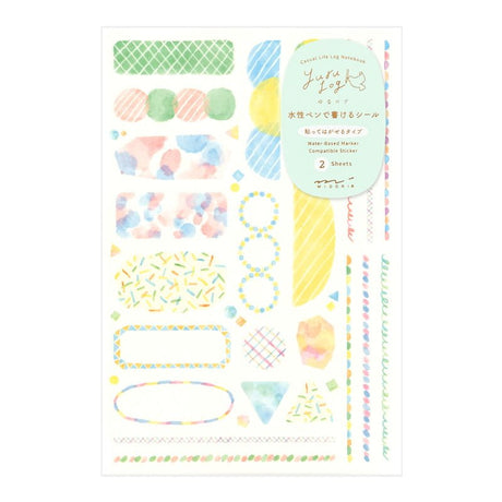 Yuru Log Sticker 2 ark - Watercolour - 1 - Midori - Tidformera